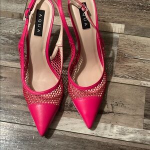 Aqua Fuchsia Mesh Slingback Heels